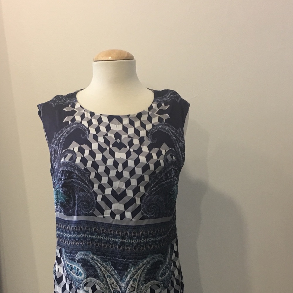Dress with beautiful blue and silver pattern